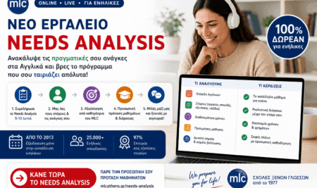 Needs Analysis MLC: Βρες ποια μαθήματα Αγγλικών ταιριάζουν πραγματικά σε εσένα
